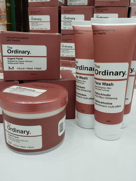The Ordinary Alpha Arbutin Facewash 100ML + 3 IN 1 Ordinary urgent Facial