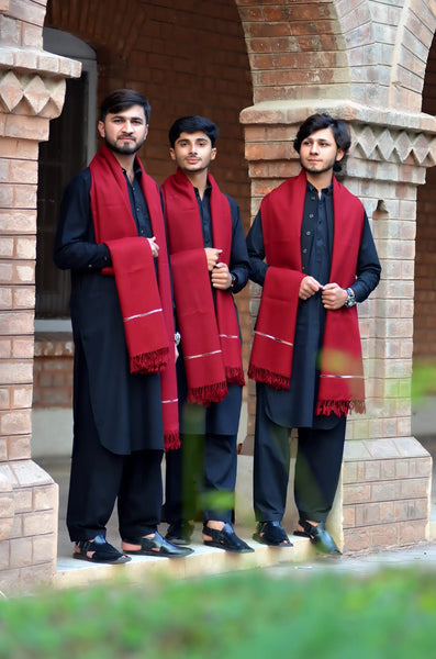 Men Wool Maroon color Shawl by Designer Shawl.