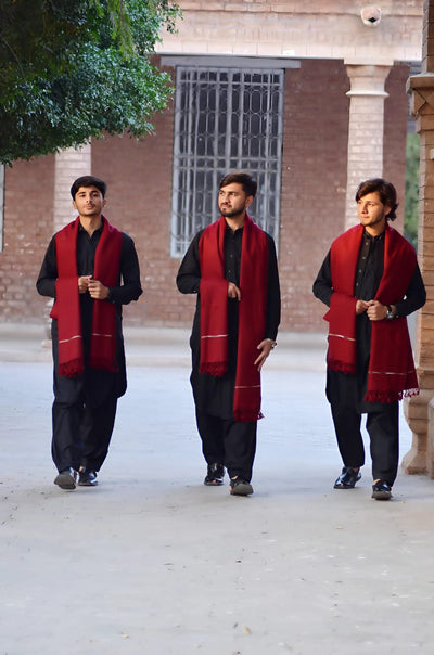 Men Wool Maroon color Shawl by Designer Shawl.